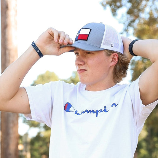 Texas Flag Trucker Hat  |  Gray White TX Snapback