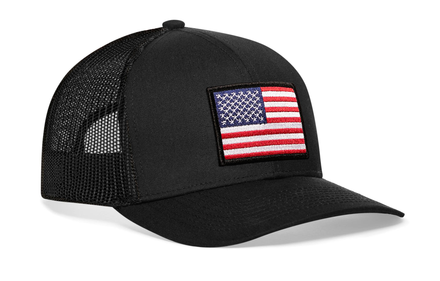 American Flag Trucker Hat  |  Black USA Snapback